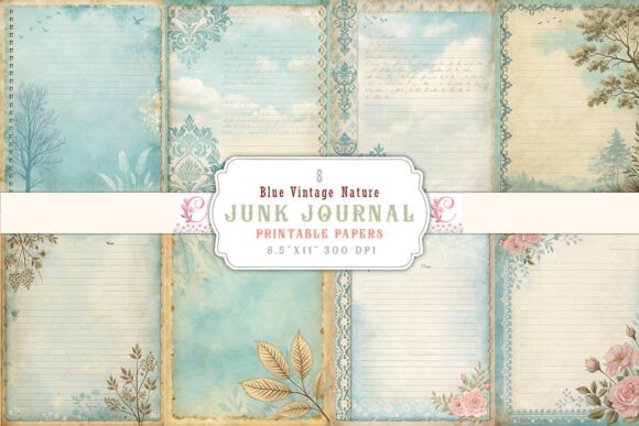 Download Blue Vintage Nature Junk Journal Pages - Nature junk journal pages Collection