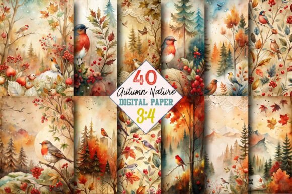 Download Autumn Nature Junk Journal Pages Kit - Nature junk journal pages Collection