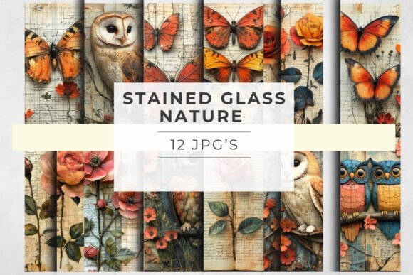 Download Stained Glass Nature Junk Journal Pages - Nature junk journal pages Collection