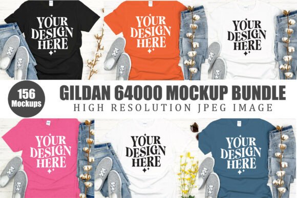 Download Gildan 64000 Tshirt Mockup Bundle - Tshirt mockup bundle Collection