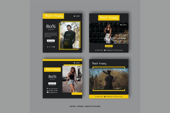 Download Social Media Post Black and Yellow - Premium Resources