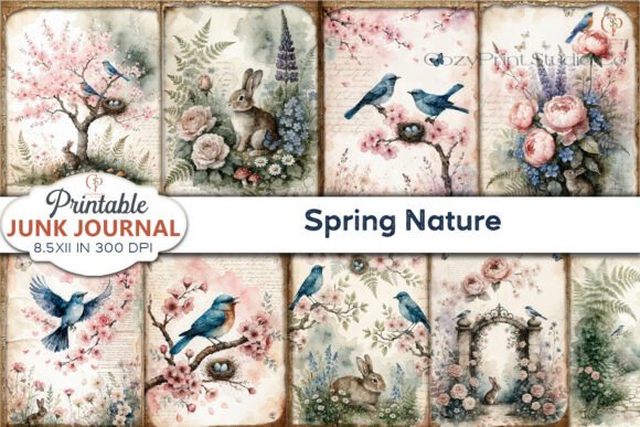 Download Spring Nature Junk Journal Pages | Print - Nature junk journal pages Collection
